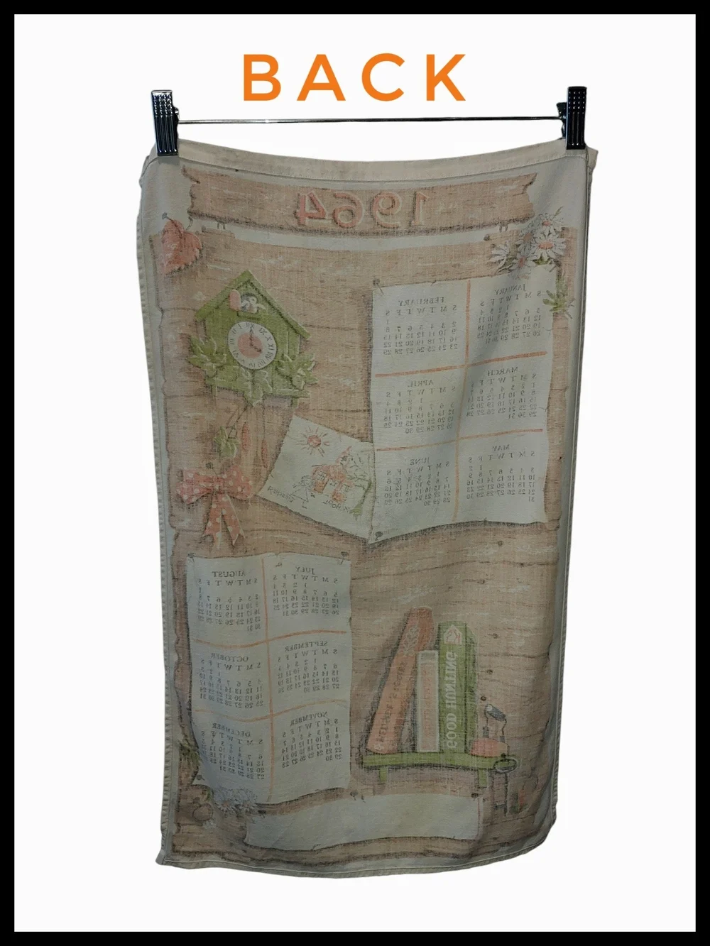 Vintage 1964 Printed Calendar Tea Towel